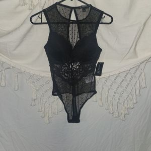 #20...  INC International Concepts Women's Black Sheer Sleeveless Bodysuit Small